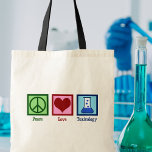 Tote Bag Toxicologie Peace Love<br><div class="desc">Peace Love Toxicology. Un don de toxicologue cool pour un scientifique qui travaille dans un laboratoire comme expert en poison et en empoisonnement. Soutenez les chercheurs en toxicité avec ce design mignon!</div>