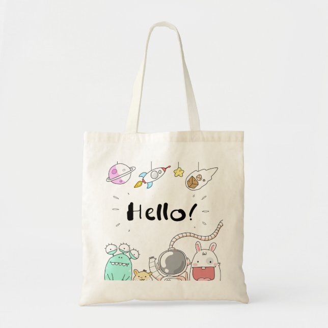 Tote Bag Toys Astronaut Rocket Planet Galaxy Alien Monster. (Devant)