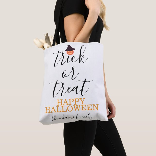 Tote Bag Trace ou traitement Script moderne Halloween (De près)