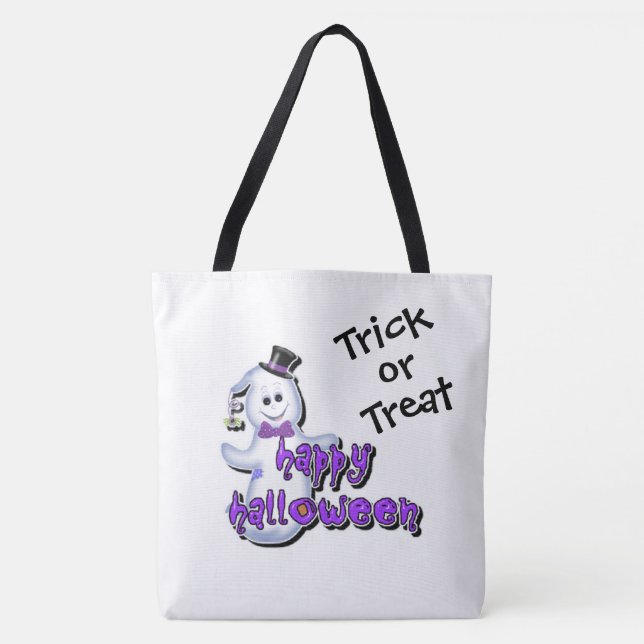 Tote Bag Tracer ou traiter le fantôme mignon (Devant)