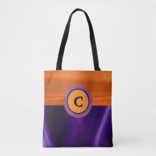 Tote Bag Tracer ou traiter le monogramme violet et orange