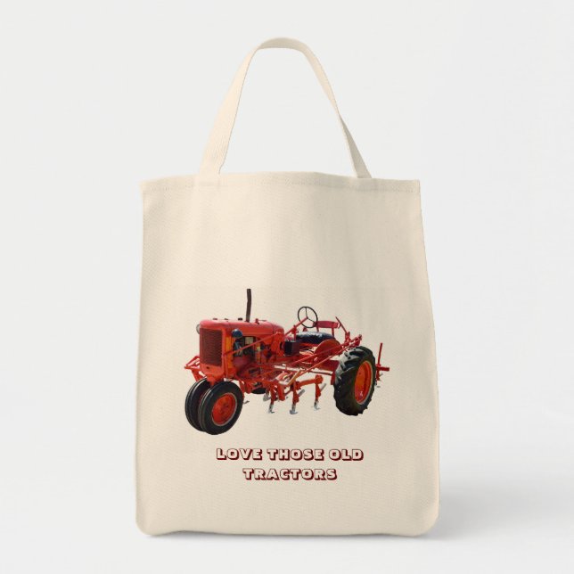 Tote Bag Tracteur rouge vintage (Devant)