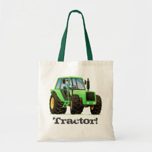 Tote Bag Tracteur vert nommé fait sur commande de la ferme