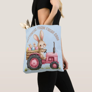 Tote Bag Tracteur Vintage de la ferme de lapin de Pâques