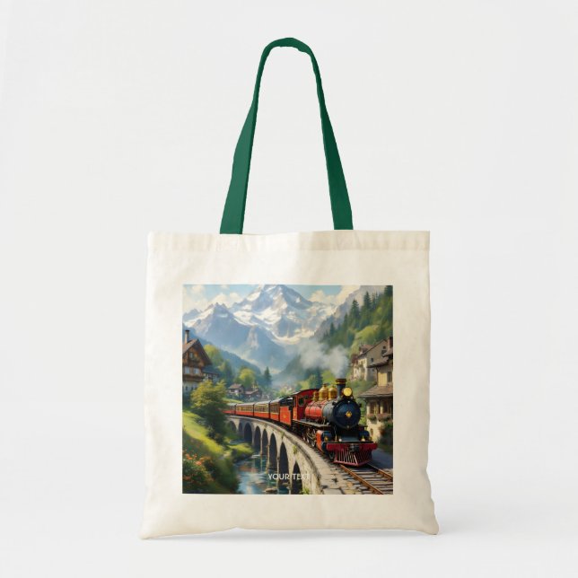Tote Bag Train antique Imaginaire Crimson (Devant)