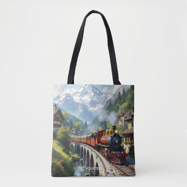 Tote Bag Train antique Imaginaire Crimson (Devant)