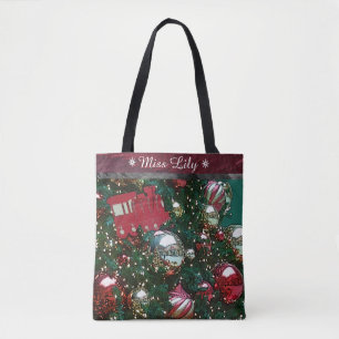 Tote Bag Train de l'Union des sapins de Noël personnalisé