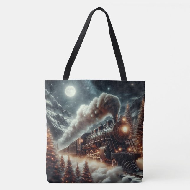 Tote Bag Train de nuit d'hiver/Noël (Devant)