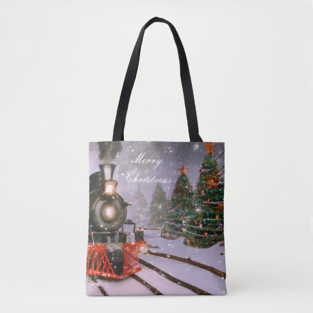 Tote Bag Train forestier de Noël (Devant)