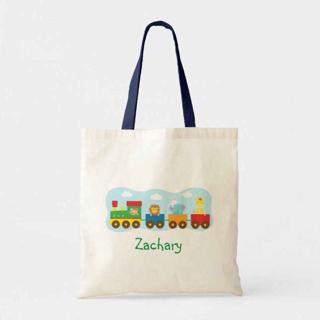 Tote Bag Train mignon coloré d'animaux pour des enfants (Devant)