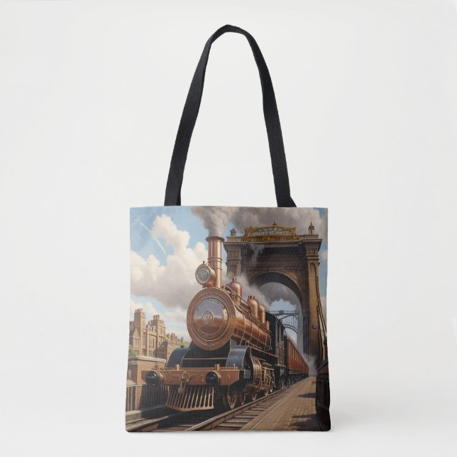Tote Bag Train Steampunk au départ de Londres (Devant)