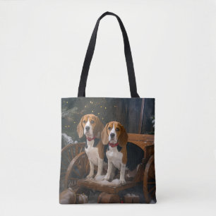 Tote Bag Traîneau de Noël Décorations de Noël Chien Beagle