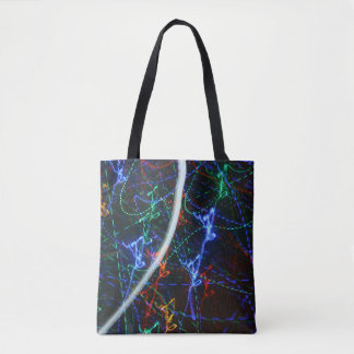 Tote Bag Traînées de lumière néon Photographie abstraite. C