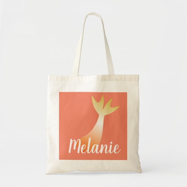 Tote Bag Traits d'aquarelle Halloween Sirène Corail (Devant)
