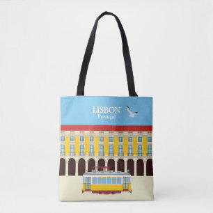 Tote Bag Tramway jaune de Lisbonne style vintage