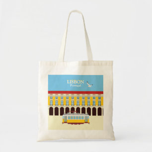Tote Bag Tramway jaune de Lisbonne style vintage