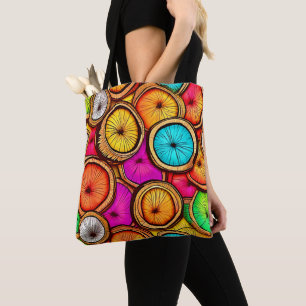 Tote Bag Tranche de noix de coco vibrante Design abstrait
