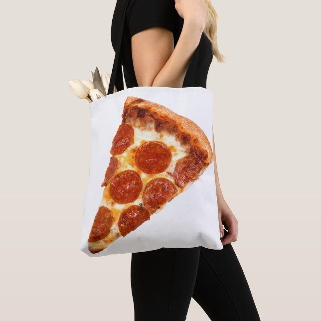 Tote Bag tranche de pizza pepperoni classique de SlipperyJo (De près)