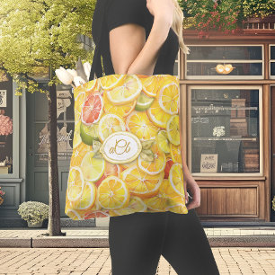 Tote Bag Tranches Citrus citron avec Monogramme personnalis