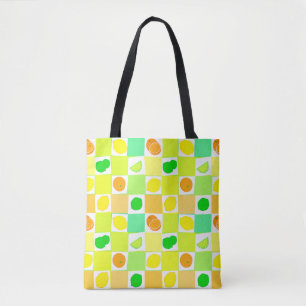 Tote Bag Tranches de Citron, Lime et Orange Motif de Fruits