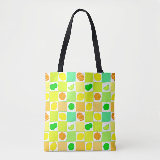Tote Bag Tranches de Citron, Lime et Orange Motif de Fruits (Devant)