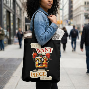 Tote Bag Tranches de gâteau en colère drôle prêtes à se bat