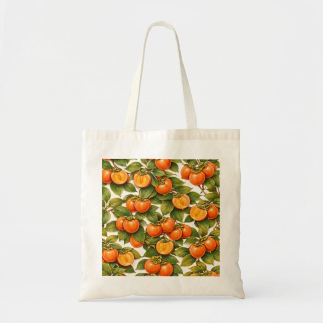 Tote Bag Tranches de Kaki Motif Botanique (Devant)