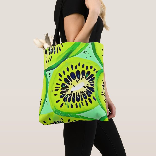 Tote Bag Tranches de kiwi : Vibrantes et fraîches (De près)