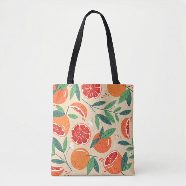 Tote Bag Tranches de pamplemousse, motif moderne sans soudu (Devant)