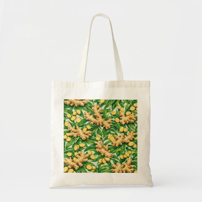 Tote Bag Tranches de Racine de Gingembre Motif Botanique (Devant)