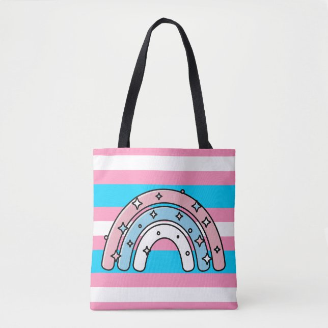 Tote Bag  Transgender Flag | LGBTQIA+ Pink, Blue and White (Devant)