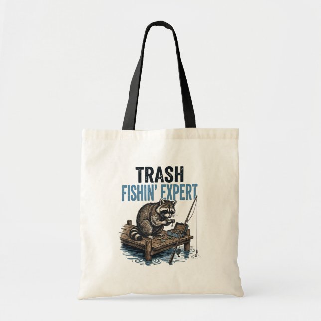 Tote Bag Trash Fishin' Expert Raccoon (Devant)