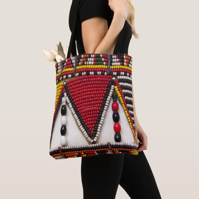 Tote Bag Travail de perles tribal Maasai (De près)