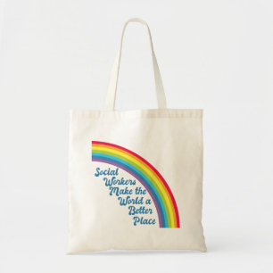 Tote Bag Travail social Citation inspirante Arc-en-ciel