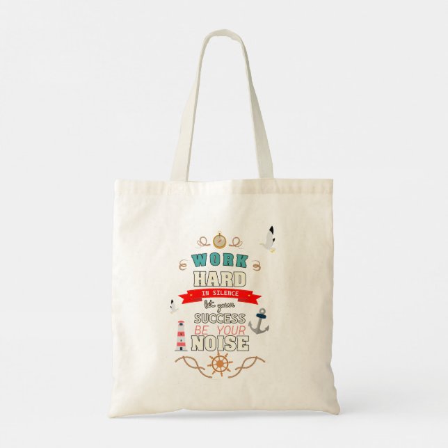 Tote Bag Travailler dur dans le silence (Dos)