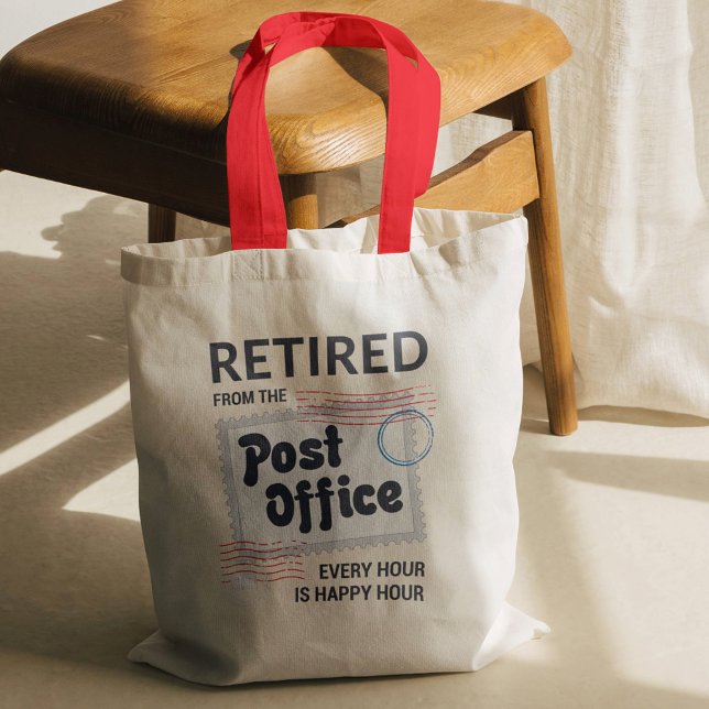 Tote Bag Travailleur de la poste retraité Mailman Funny (Happy Hour Retired Postal Worker Red Handles Tote Bag)