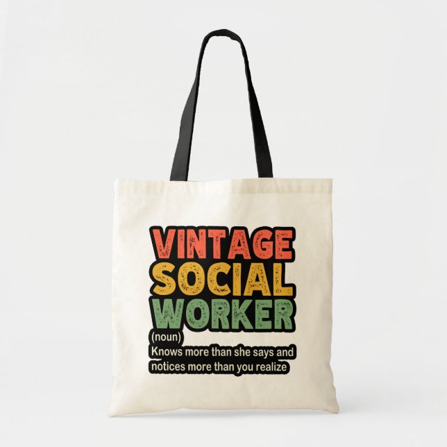 Tote Bag Travailleur social vintage Travailleur social amus (Devant)