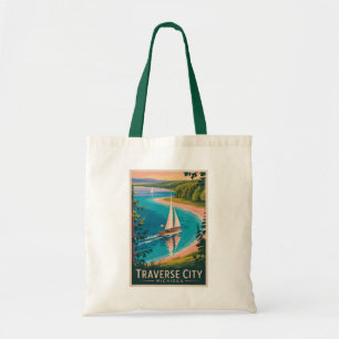 Tote Bag Traverse City Michigan Illustration Travel Art
