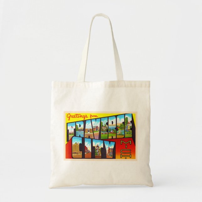Tote Bag Traverse City Michigan MI Grande Lettre Carte post (Devant)