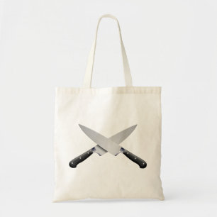 Tote Bag traversée de couteaux de chef