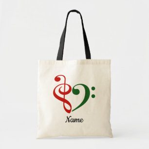 Tote Bag Treble Clef Bass Clef Coeur Noël Customisé