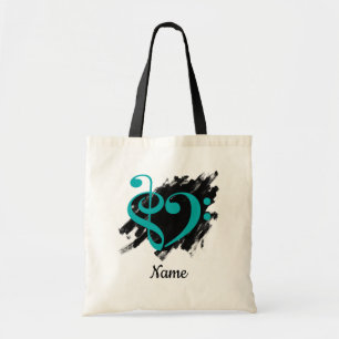 Tote Bag Treble Clef Bass Clef Music Coeur Customisé