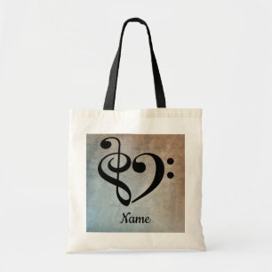 Tote Bag Treble Clef Bass Clef Music Coeur Customisé