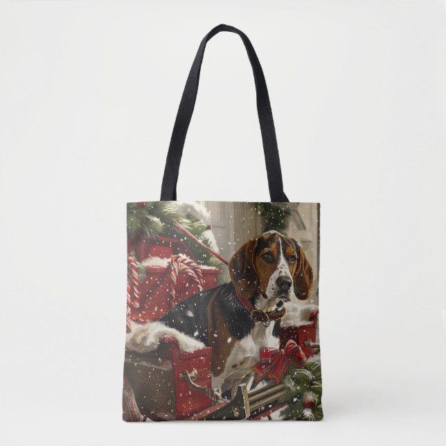 Tote Bag Treeing Walker Coonhound Chien Noël Festif (Devant)