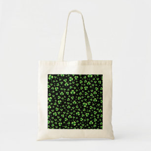 Tote Bag Trèfle aquarelle de la Saint-Patrick sur fond noir