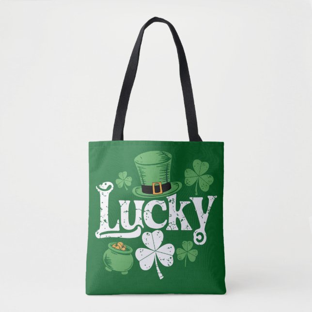Tote Bag Trèfle Chanceux Fête de la Saint-Patrick Trèfle Vi (Devant)