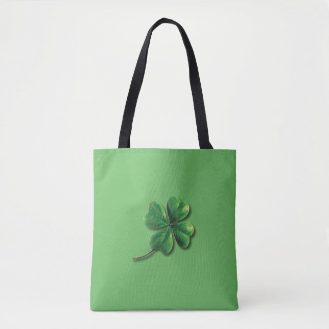 Tote Bag Trèfle irlandais vert moderne (Devant)