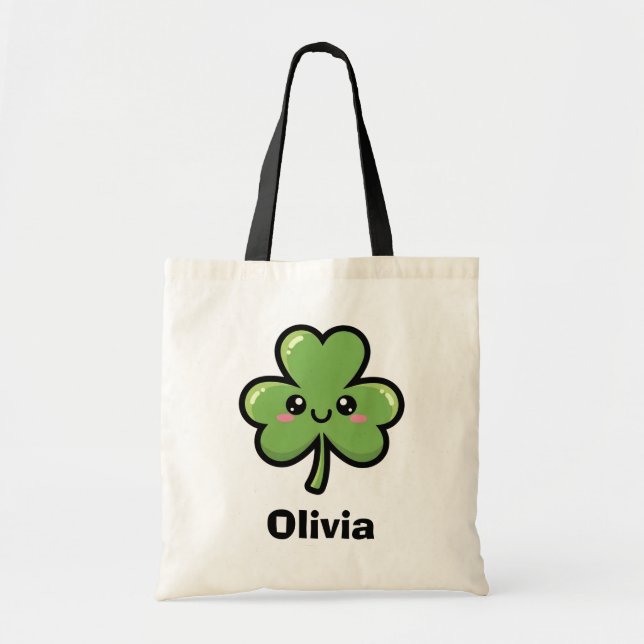 Tote Bag Trèfle Souriant Mignon (Devant)