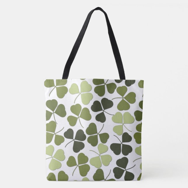 Tote Bag Trèfle vert dans une variété de nuances (Devant)