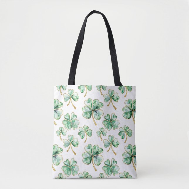 Tote Bag Trèfle Vert Fête de la Saint-Patrick (Devant)